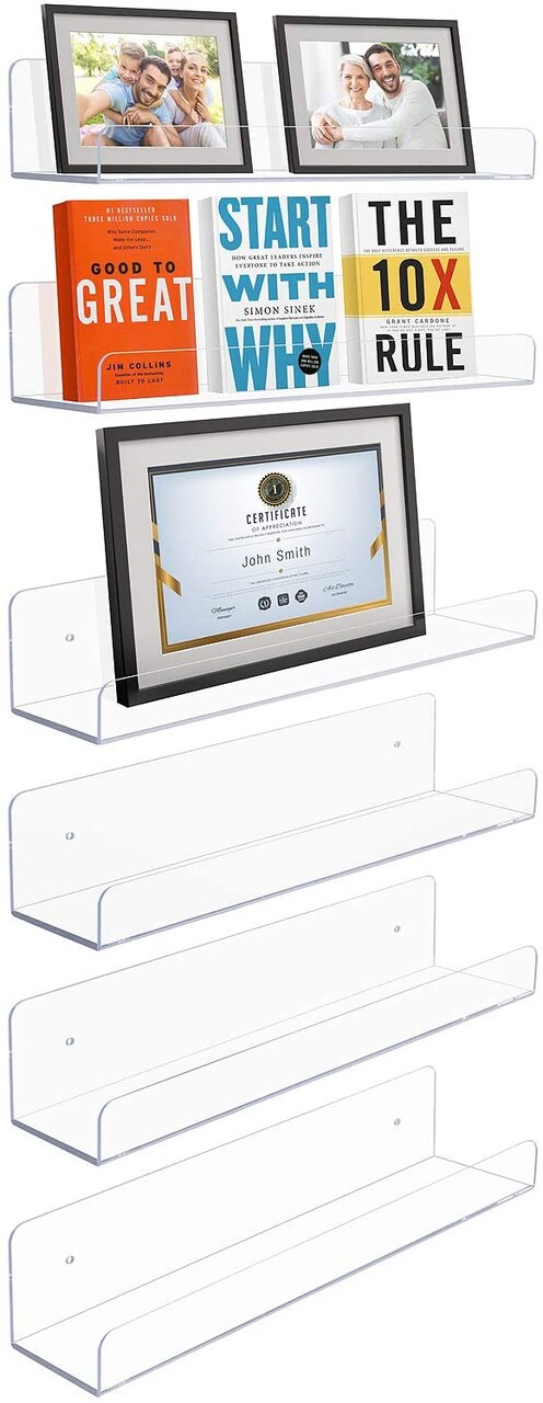 Sorbus Acrylic Wall Ledge Floating Shelf Rack Organizer - Perfect for Displaying books, décor, kitchen organization and more